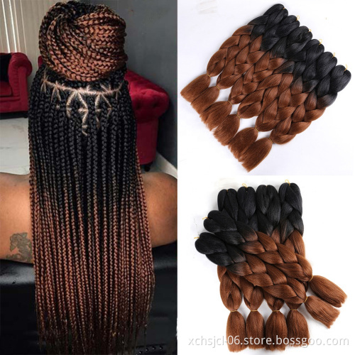 Jumbo Braiding Hair Extensions Braiding Hair 24 Inch Ombre Multiple Tone Colored Synthetic Hair for Women